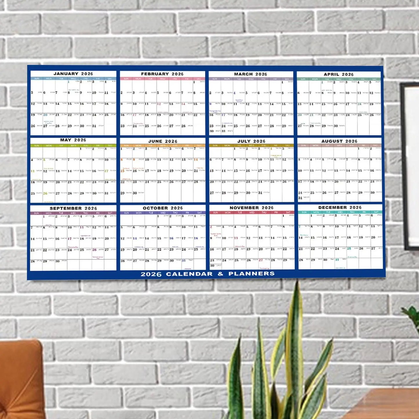 NEW Large Wall Calendar Dry Erase 12 Month Wall Annual Calendar 2026 Yearly Schedule Organizer For Indoor Home Fridge Office