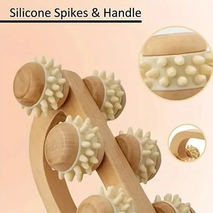 1 Pcs Wooden Massage Roller Tool, Manual Wooden Massager, Wood Back Massage Roller for Neck Leg Back Deep Tissue Muscle Massage