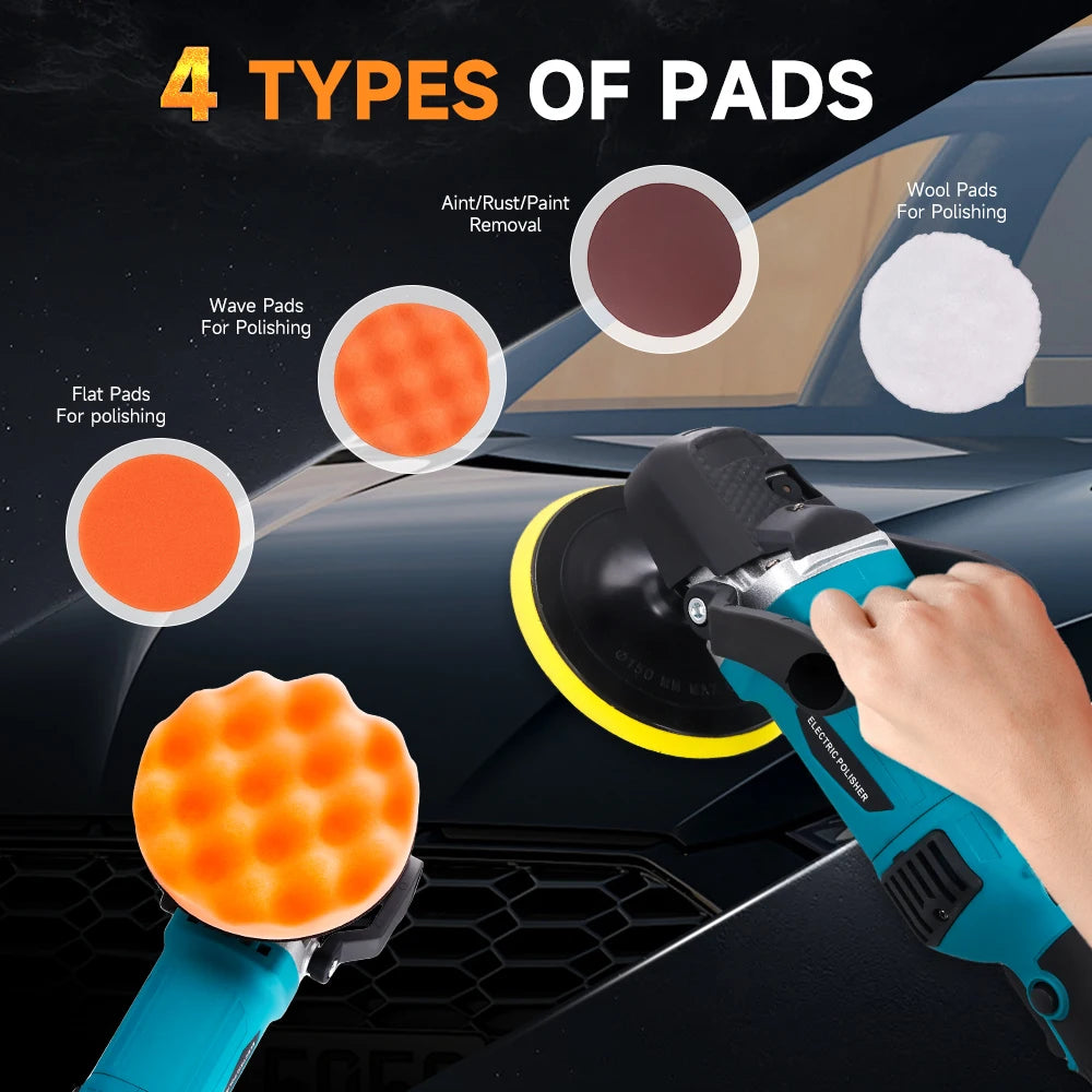 Podofo Car Buffer Polisher 1580W 6inch Car Polisher 7 Variable Adjustable Speeds Car Polishing Machine for Car Detailing Waxing