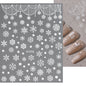 1sheet 3D White Snowflakes Nail Stickers for Christmas Winter Snow Flower Self-adhesive Nail Art Decals DIY Manicure Decorations