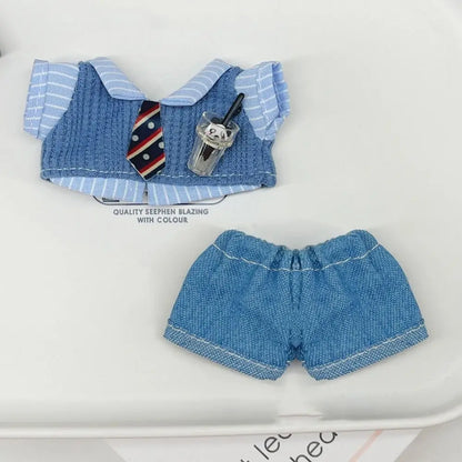10cm Doll Clothes Blue Brown Changing Dress Game Doll Blouse Pants Suit Photo Prop Playing House Mini Shirt Necktie Pants Toy