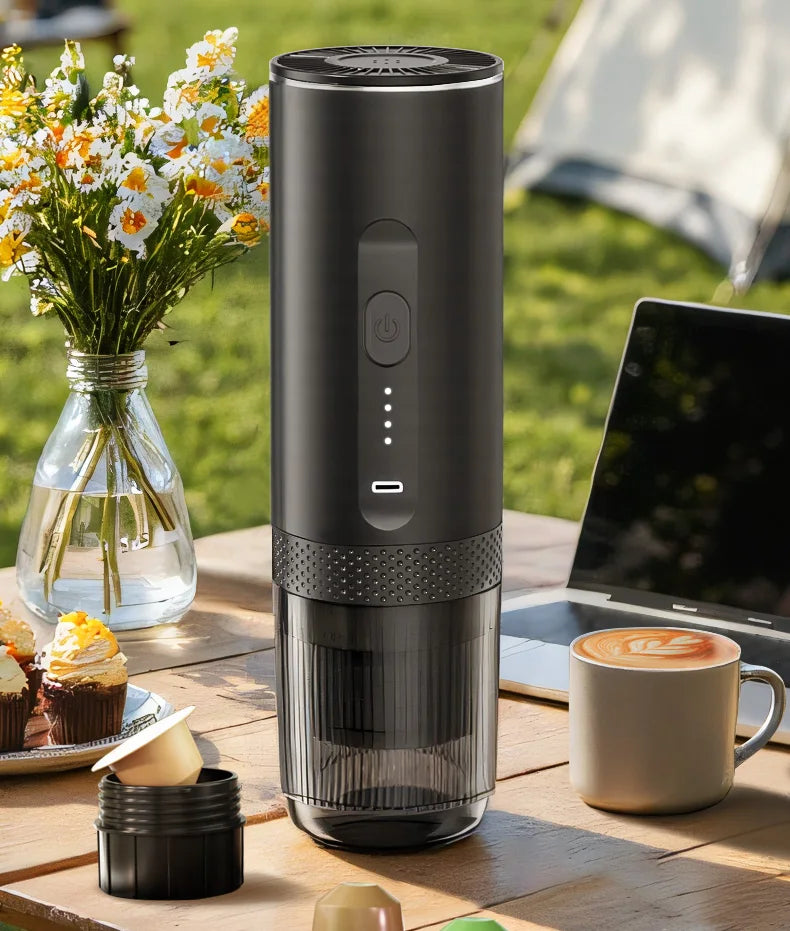 20 Bar Self-Heating Wireless Portable Espresso Maker, One-Click Automatic Extraction Mini Coffee Machine, Multi Capsule Compatible Rechargeable Travel Coffee Maker, Compact Portable Coffee Brewer for Car, Road Trip, Camping,