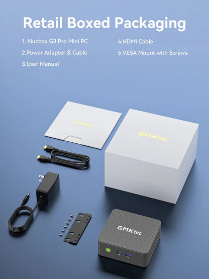 GMKtec G3 Pro Mini PC Intel Core I3-10110U 2*DDR4 2*M.2 SSD WIFI6 BT5.2 2.5G Lan Windows 11 Pro Desktop Office Mini PC Computer