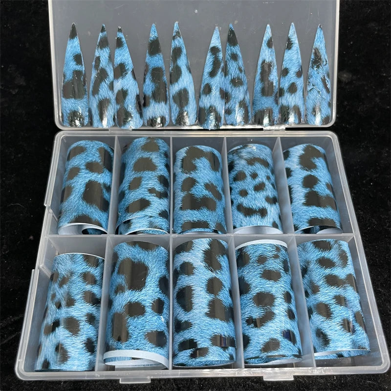 New Flower Nail Foils for Transfer Paper Stickers Floral Adhesive Fruit Nails Wraps Fish DIY Water Marble Nail Art Decorations
