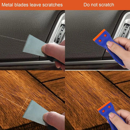 Two Cutting Plastic Razor Blade Scraper Non-Scratch Scraper Tool Kits for Cleaning Labels Glue Car Window Sticky Remover