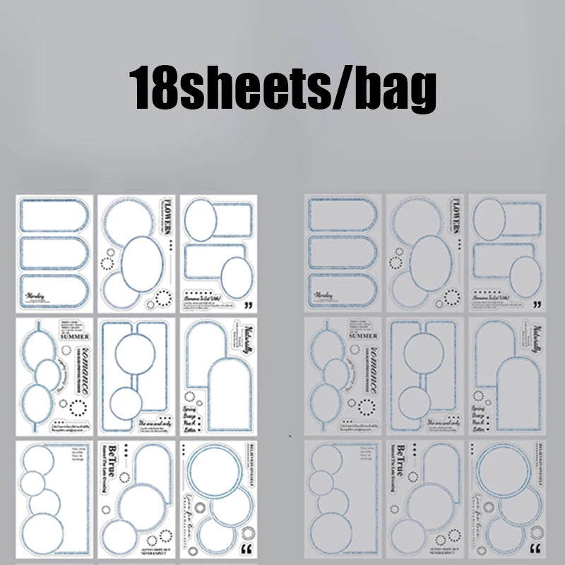 Mr. Paper 18pcs/bag Basic Border Theme Dual-Material Die-Cut Stickers Handbook Materials DIY Scrapbook Journal Frame Photo Album