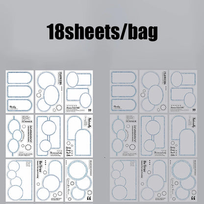 Mr. Paper 18pcs/bag Basic Border Theme Dual-Material Die-Cut Stickers Handbook Materials DIY Scrapbook Journal Frame Photo Album