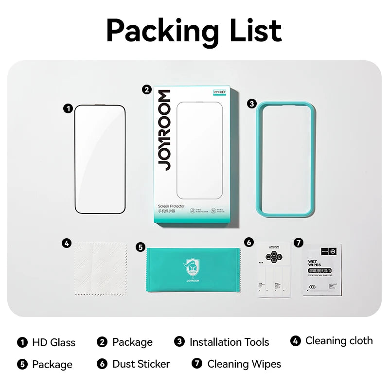 Joyroom 3/2/1PCS HD Glass For iPhone 18 17 16 15 Pro Max Screen Protector Full Screen Glass Protection For iPhone 18 17 16 15Pro
