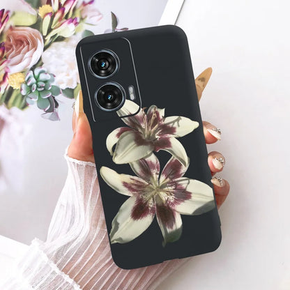 Case For Motorola Edge 50 Fusion Cover XT2429-1 Popular Flower Soft Black Silicone Phone Cases For Motorola G96 5G MotoG96 Funda