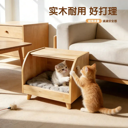 Solid wood kennel cat nest universal sisal feeling dog house small dog dog house cat scratching board pet bed