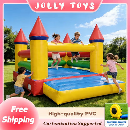 Kids Inflatable Bounce Castle with Reinforced Safety Barriers Outdoor Jumping Bouncer for Family Parties Backyard Entertainment