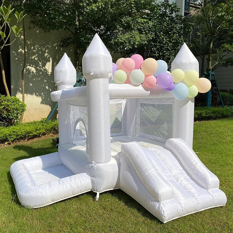 White Wedding Inflatable Bounce House With Slide Bouncy Castle  Jumping Party Game Trampoline With UL Blower Outdoor