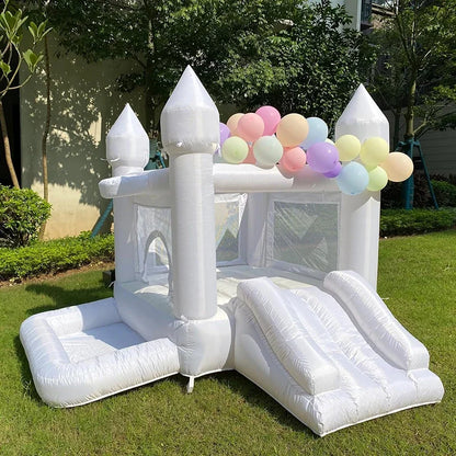 White Wedding Inflatable Bounce House With Slide Bouncy Castle  Jumping Party Game Trampoline With UL Blower Outdoor