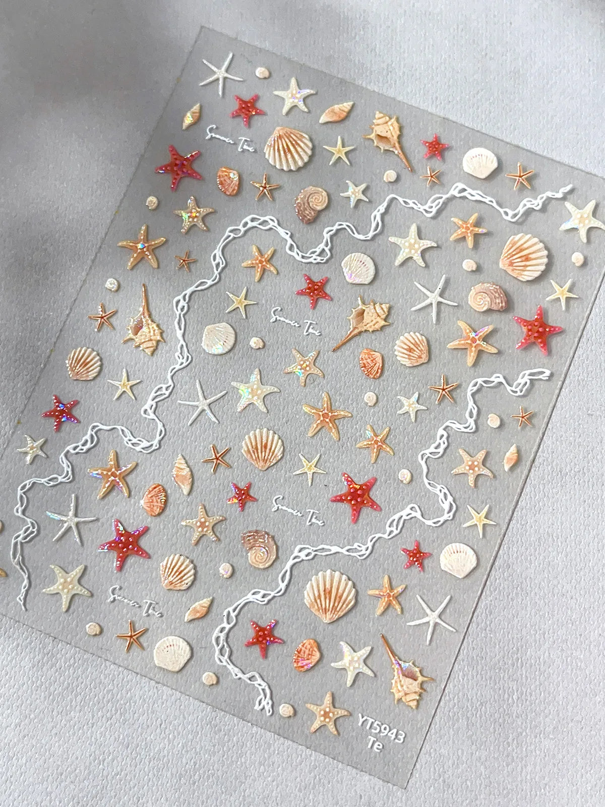 Shell Light Starfish Shell Nail Stickers Cute Starfish Decorative Stickers For Nails DIY 3D Self Adhesive Summer Manicure Decals