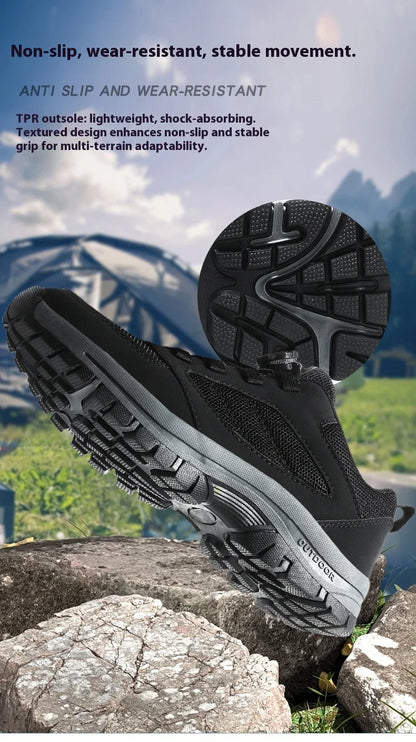 Men'S Spring And Autumn Outdoor Sports Shoes With Rotating Buckle Convenient Comfortable Anti Slip Hiking Shoes Large Size 39-48