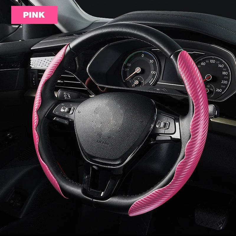 Universal Non-Slip Carbon Fiber Car Steering Cover Steering Wheel Booster Cover for Car Anti-skid Accessories