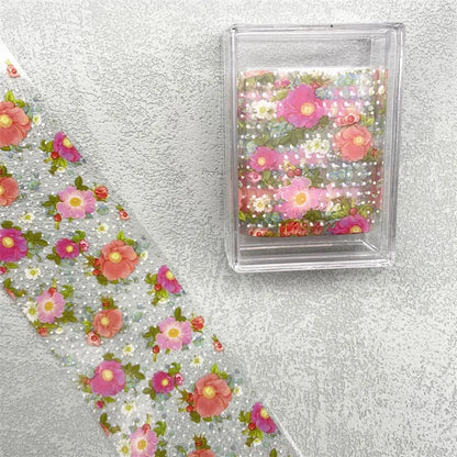 1Pc 100cm Flower Nail Foils for Transfer Paper Floral Stickers Rose Nails Wraps Tulip Nail Art Decorations