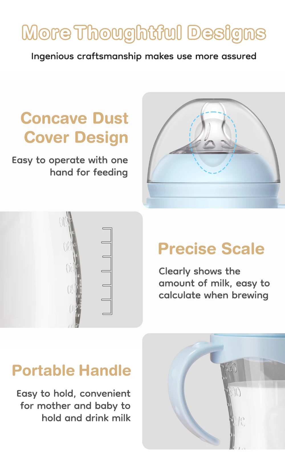 Baby PP Bottle 150/240/330ML Newborn Baby Bottle with Handle Milk Bottle Feeding Baby Bottles Newborn Feeding Supplies BPA-FREE