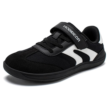 HOBIBEAR Boys Girls Barefoot Shoes Wide Toe Zero Drop Sneakers Retro Lightweight Hook Loop Minimalist Shoes for Big Kids