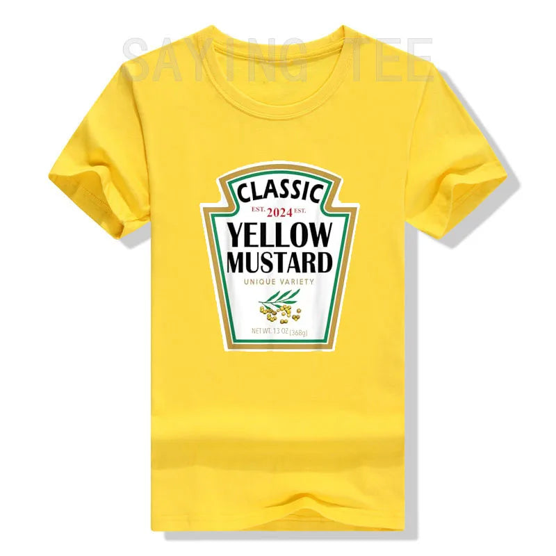 Red Ketchup Yellow Mustard DIY Costume Matching Couples Groups Halloween T-Shirt Gifts Lazy Easy Condiments Costumes Couple Tops