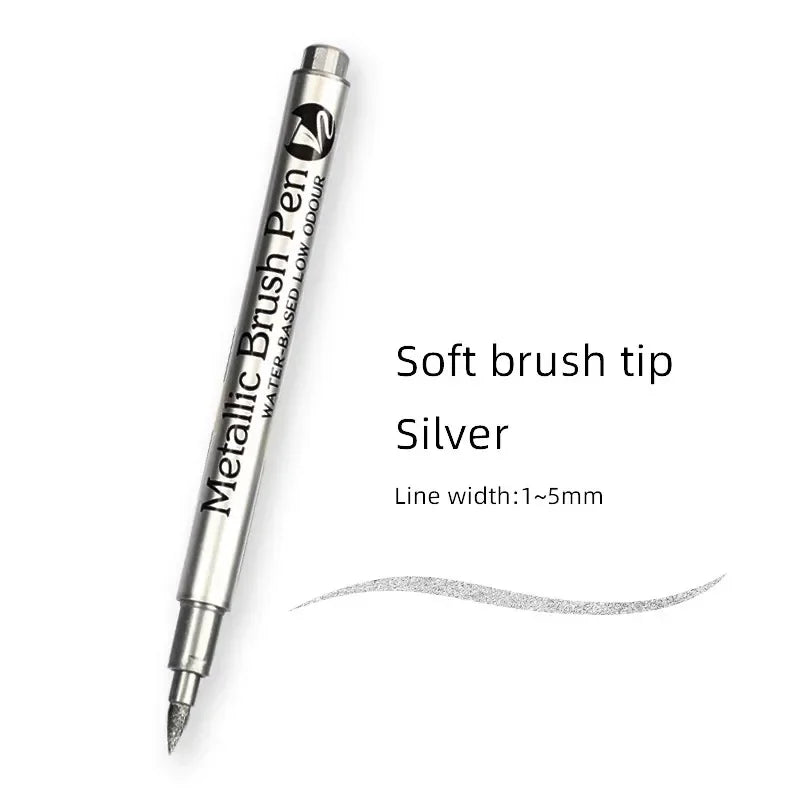 1/2PCS Gold Silver Metallic Marker Pen Waterproof Permanent Paint Marker Pen for Rock, Mug, Ceramic, Glass DIY Painting Supplies