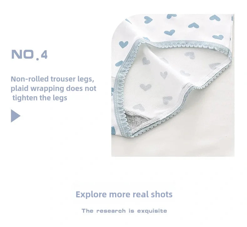 5pcs Women’s Soft Breathable Briefs Heart Plaid Print Panties Comfortable Intimates for Daily Wear