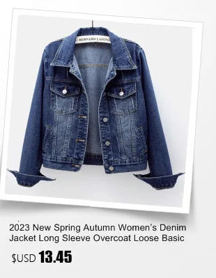 Denim Jacket Women's Spring Autumn New High Street Jeans Coat Oversize Loose Basic Jackets Simple Versatile Lapel Outerwear