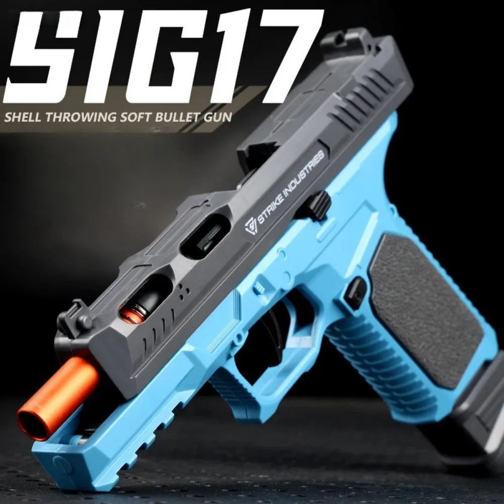 9mm Revolver Guns Continuous Firing Launcher Pistol Soft Bullet Toy SIG17 Empty Hanging Launcher Christmas Gift for Boys Adults