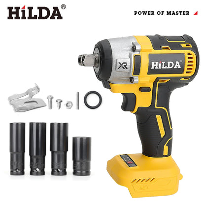HILDA 1/2" Brushless Impact Wrench 1200N.m High Torque Electric Wrench Power Tool for Scaffolding Tire Repair For Makita Battery