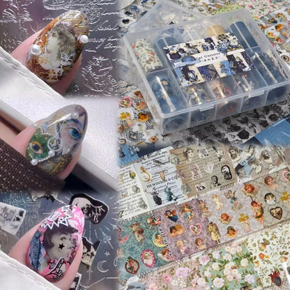 10Rolls Lacce Flower  Nail Foils Transfer Paper  Nail Art Stickers  Manicure Set Decal  Nails Decoration