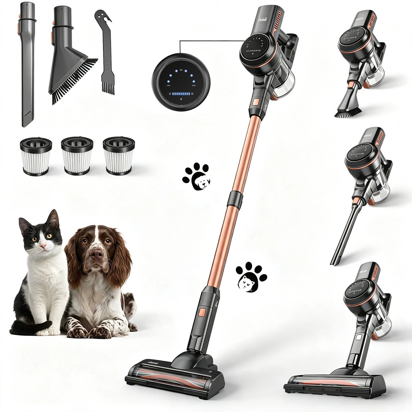 INSE S7P 465W Cordless Vacuum Cleaner 45KPA Strong Suction for Pet Hair and Carpet 55Mins Runtime Household Cleaning