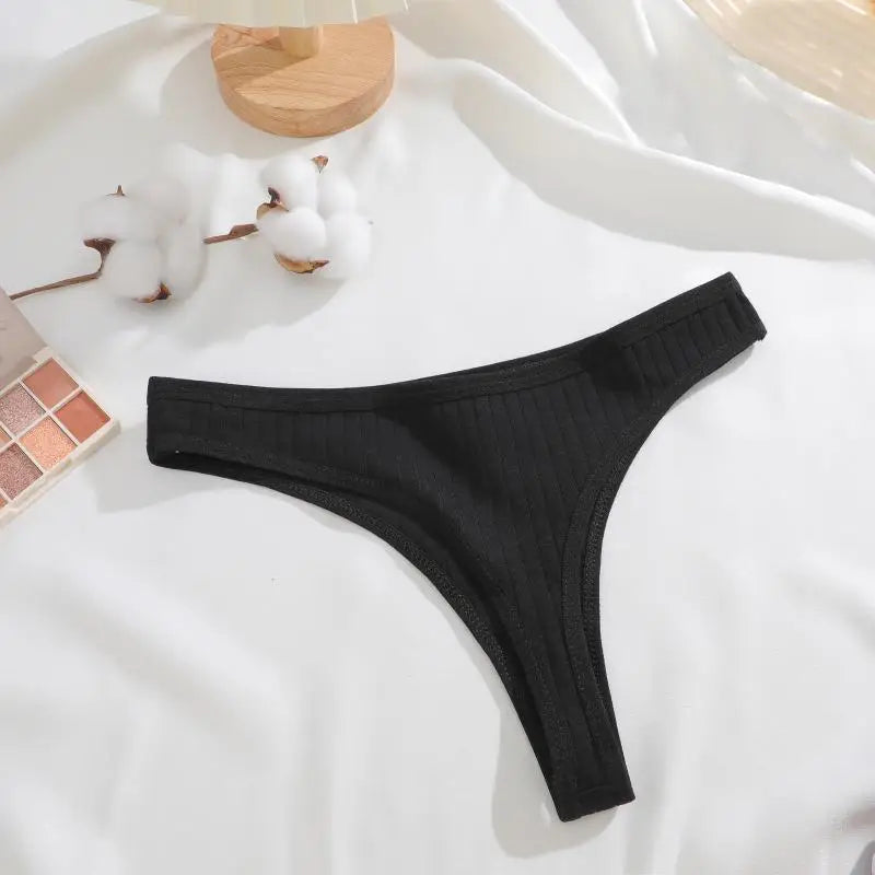 8Pcs/Set Cotton Seamless Thongs For Women Sexy Low Rise Solid Color Breathable Pantys Female Comfortable Soft G-String Underpant