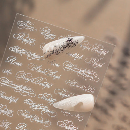 Self-adhesive Letters Nail Stickers 3D Nail Decorations	Black White English Letter Number For DIY French Nails Design Stickers
