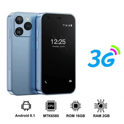 SERVO 15SE Mini Pocket Smartphone 3G WCDMA Dual SIM Android System 3.0" Display 2GB+16GB WiFi Hotspot GPS Face Unlock Bluetooth Play Store Type-C Camera Flashlight Small Palm Mobile Phones