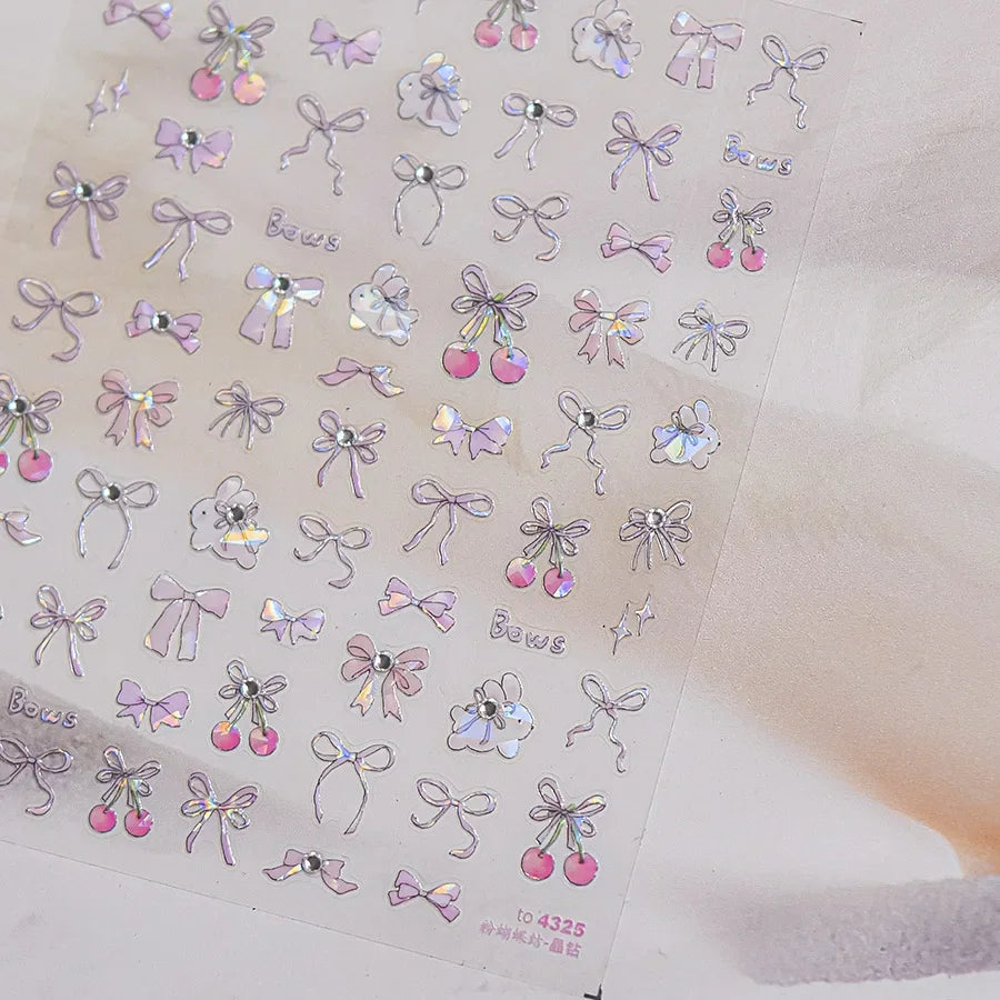 Colorful 5D Happy Birthday Nail Art Sticker Cake Candle Numbers Musical Note Cute Bear Stars Cherry Self Adhesive Manicure Decal