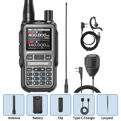 BAOFENG UV-5R Mini Walkie Talkie Full Band Bluetooth Programming Wireless Copy Frequency 999CH AM FM Type-C Long Range Ham Radio