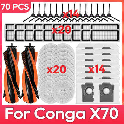 Fit For ( Conga X70 / Deerma X80 ) Replacement Parts Accessories Main Side Brush HEPA Filter Mop Pad Dust Bag