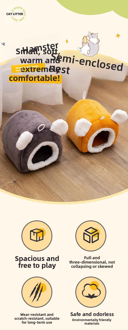 Winter Warm Hamster Nest Thickened Small Pet House Cute Cotton Bedding for Hamsters Birds Rabbits Squirrels Small Supplies