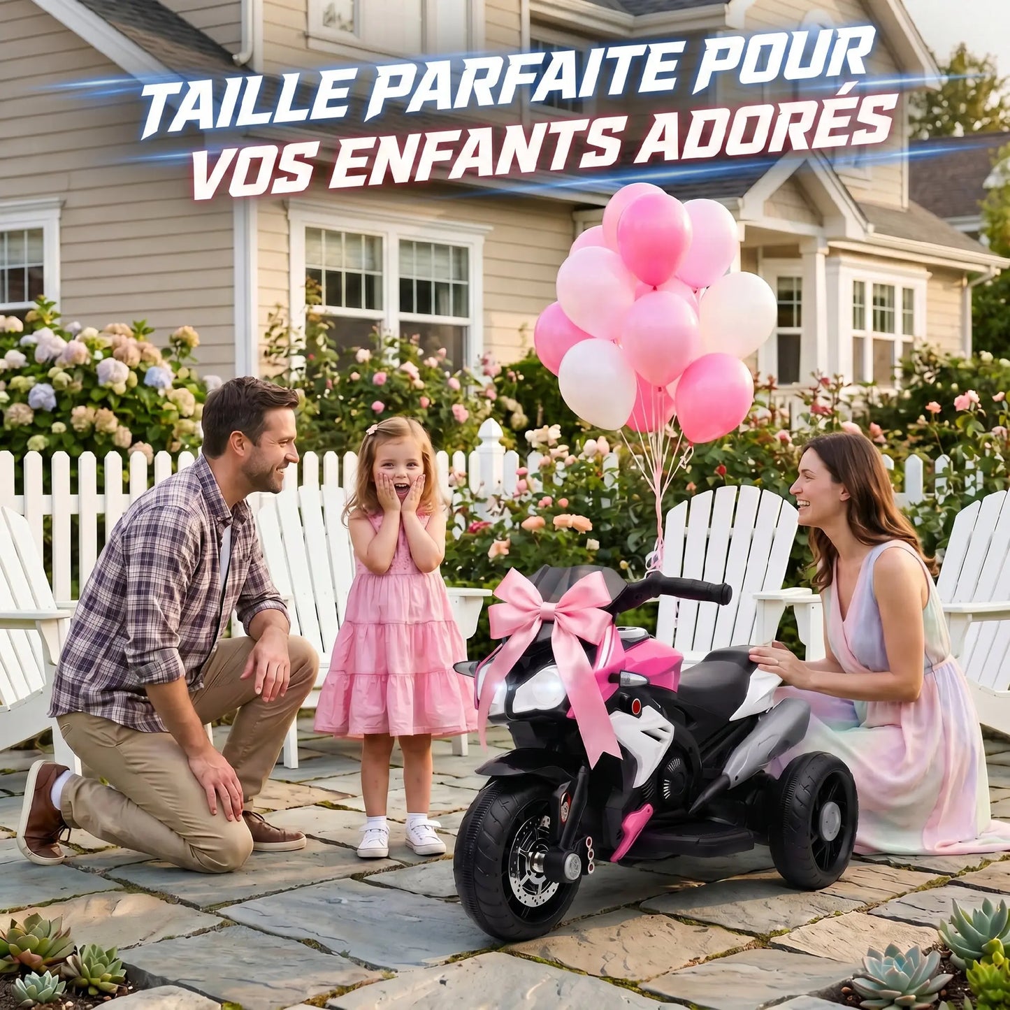 3-wheel 6 V electric Motorbike for children, electric car for 3- to 5-year-olds, with light and sound effects, 86x42x52cm, pink