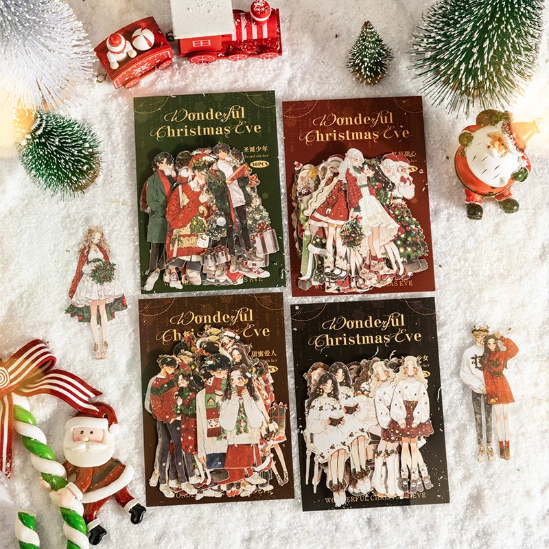 30sheets/pack Christmas Girl Stickers Aesthetic Stick Labels Decorative Diary Album Material Scrapbooking Supplies
