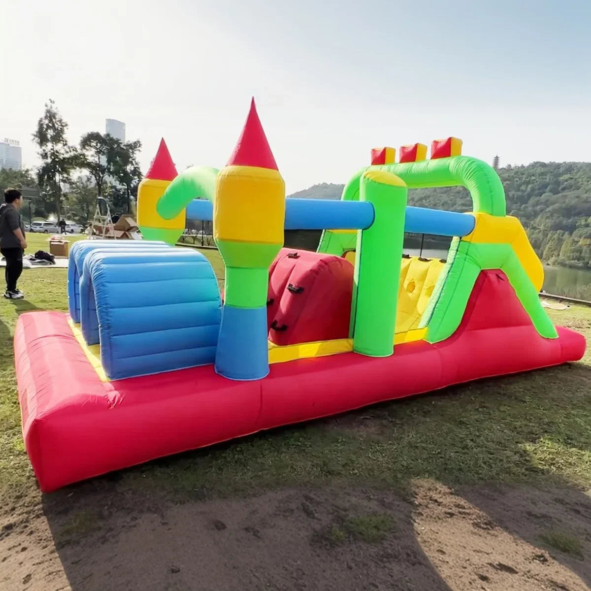 6.5*3*2.5m Giant Inflatable Jumping Castle Big Bounce House With Large Slide Trampoline Inflatable Bouncer Obstacle Slides