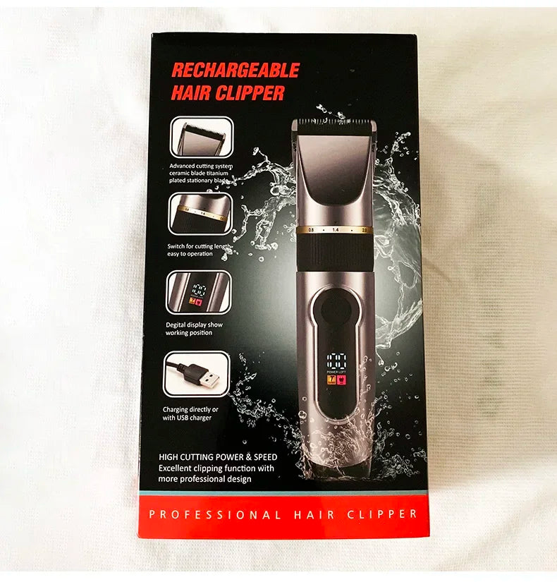 Professional Hair Clipper Rechargeable Electric Trimmer For Men Beard Kids Barber Cutting Machine Haircut LED Screen Waterproof