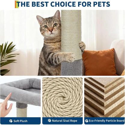Garvee XXL Sturdy Large Cat Tree for Big Cats, Cat Tower with 11 Sisal Scratching Posts, Spacious Rest Platform, Cozy Hammock, Private Cat Condo and Hanging Toys