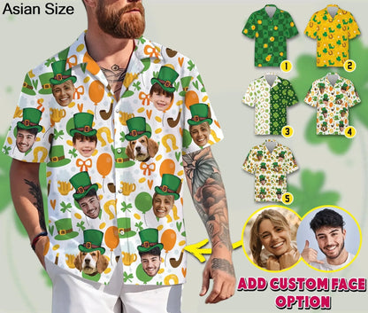 Hawaiian Shirt With Custom Face For Men Women Personalized Hawaii Gift For Girlfriend Boyfriend Tropical Beach Button Down Shirt