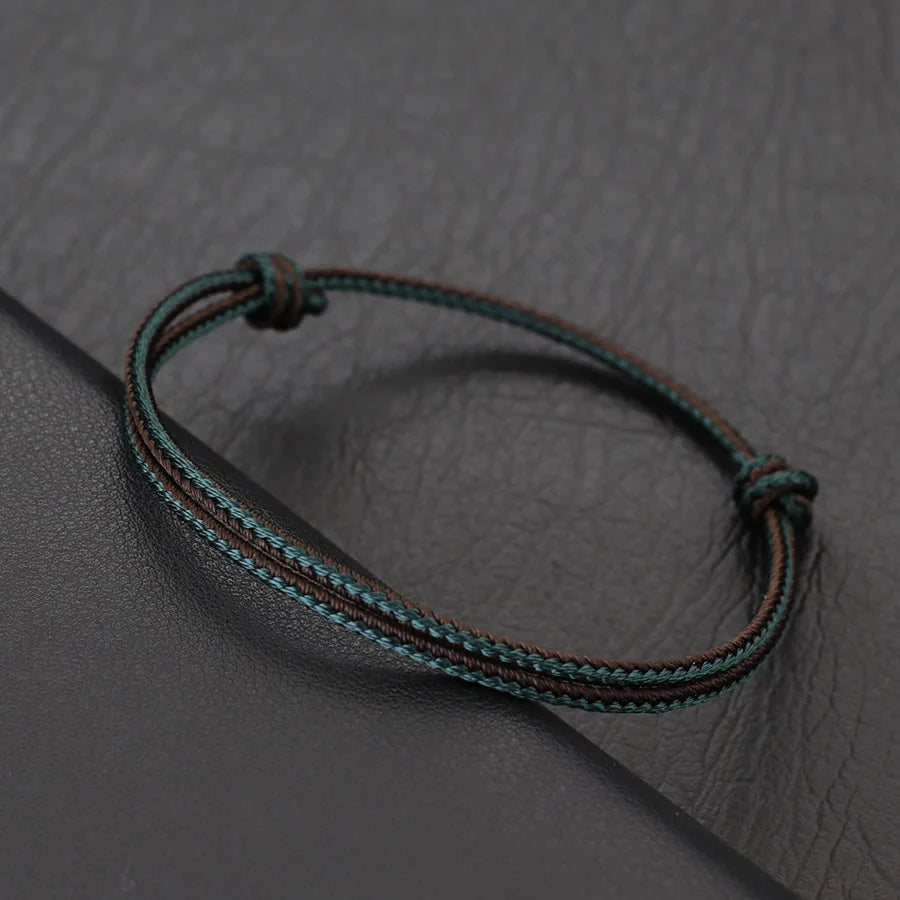 Minimalist Handwoven Rope Bracelet Unisex Sliding Adjustable 4 Styles Chroma 2mm Ethnic Cord Braclet Couple Casual Daily Jewelry