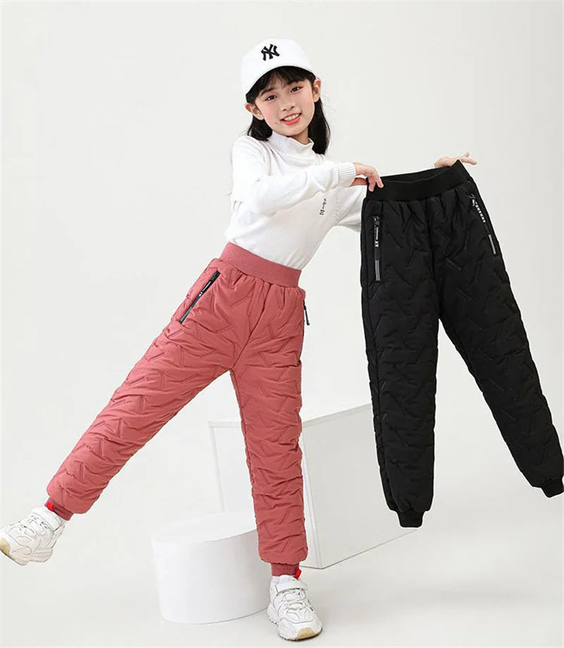 Winter Padded Pants Kids Thick Plus Velvet Warm Trousers Boys Lamb's Wool Cotton Long Pants Autumn Children Casual Sports Pants