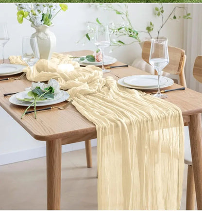 14 Colour Boho Gauze Sheer Cheese Cloth Gauze Table Runner Rustic Cloth Table Runner for Wedding Baby Birthday Party Decorations