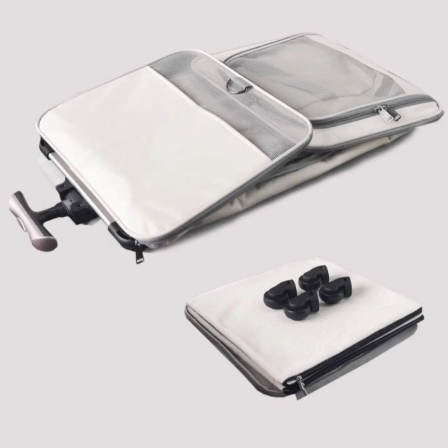 Pet Stroller Suitcase Telescopic Handle Pet Carriage Mesh Panels Animal Transport Cart Top Opening Ventilated for Outdoor Travel