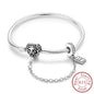 Original 925 Sterling Silver Bracelets 17-20CM Love Heart Flowers Butterfly Charms Beads Bracelet For Women Fashion Jewelry Gift