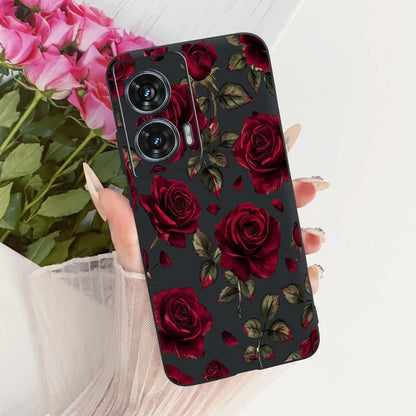 Case For Motorola Edge 50 Fusion Cover XT2429-1 Popular Flower Soft Black Silicone Phone Cases For Motorola G96 5G MotoG96 Funda